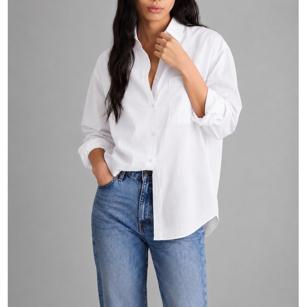 Madewell Easy Shirt Womens Size Small White Button Up Cotton Poplin Pocket NWT